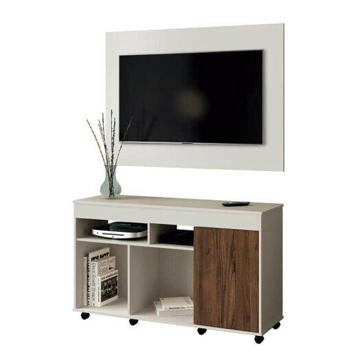 Rack com Painel Para TV 40 Vision EDN Off White/Naturale
