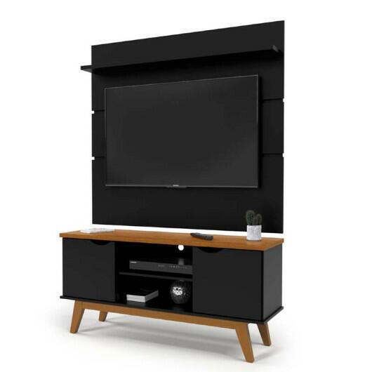 Rack com Painel Para TV 46 Polegadas 140cm Prism 1.4 Patrimar Preto/Cumaru
