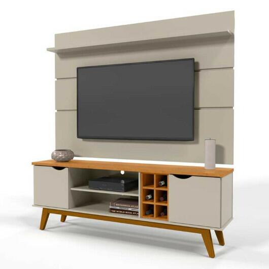 Rack com Painel Para TV 75 Polegadas 180cm Prism 1.8 Patrimar Off White/Cinamomo