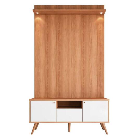 Rack Com Painel 136cm Para TV 55 Polegadas River 1.36 Lukaliam Jequitiba/Off White