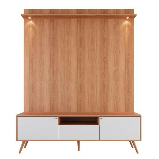 Rack Com Painel 183cm Para TV 70 Polegadas River 1.83 Lukaliam Jequitiba/Off White