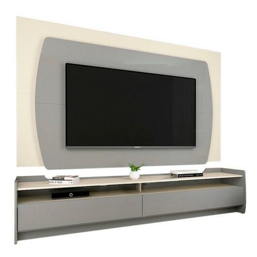 Rack com Painel TV 65 Polegadas Sublime 1.8 Gelius Cinza/Off White