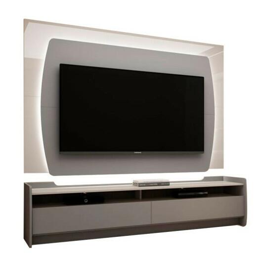 Rack com Painel TV 65 Polegadas Sublime 1.8 Com LED Gelius Cinza/Off White