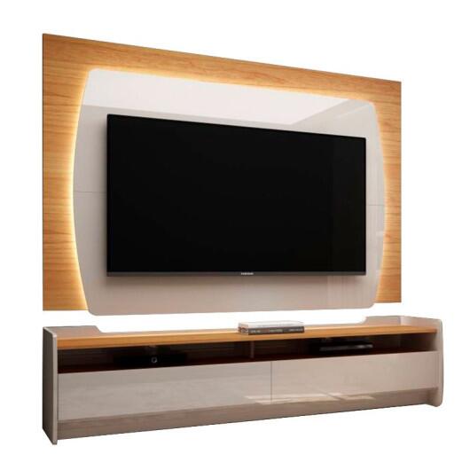 Rack com Painel TV 65 Polegadas Sublime 1.8 Com LED Gelius Off White/Naturale
