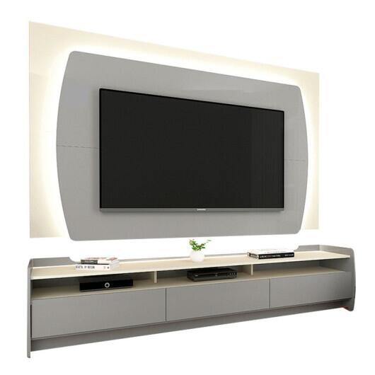 Rack com Painel TV 70 Polegadas Sublime 2.2 Com Led Gelius Cinza/Off White