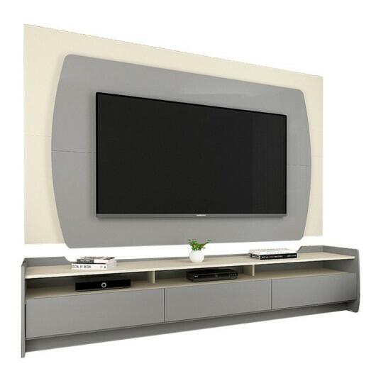 Rack com Painel TV 70 Polegadas Sublime 2.2 Gelius Cinza/Off White