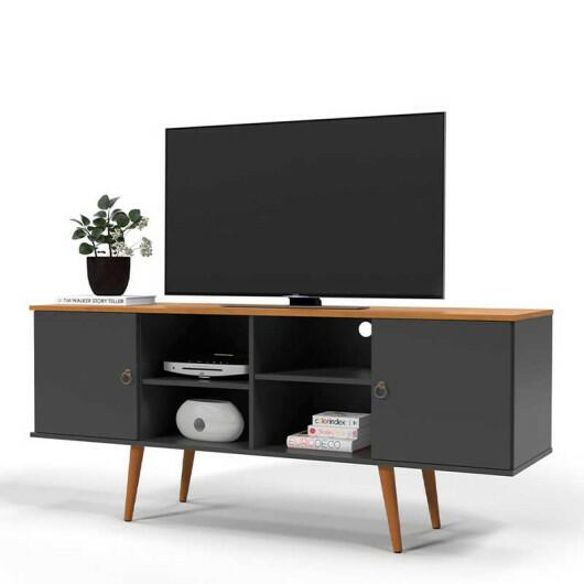 Rack Retrô Para TV 65 Polegadas 160cm Estrela Patrimar Grafite/Cinamomo