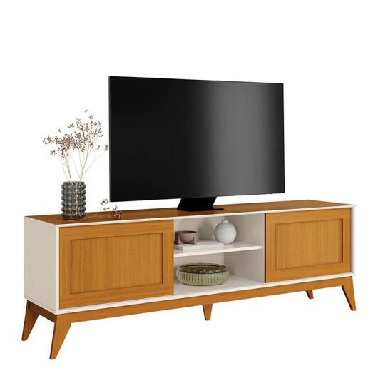 Rack Retrô Sala Para TV 75¨ 180cm King EDN Off White/Cedro