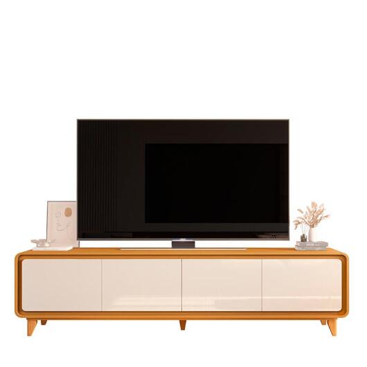 Rack Canto Arredondado 218cm Para TV 85¨ 4 Portas Liv 2.2 EDN Cedro/Off White