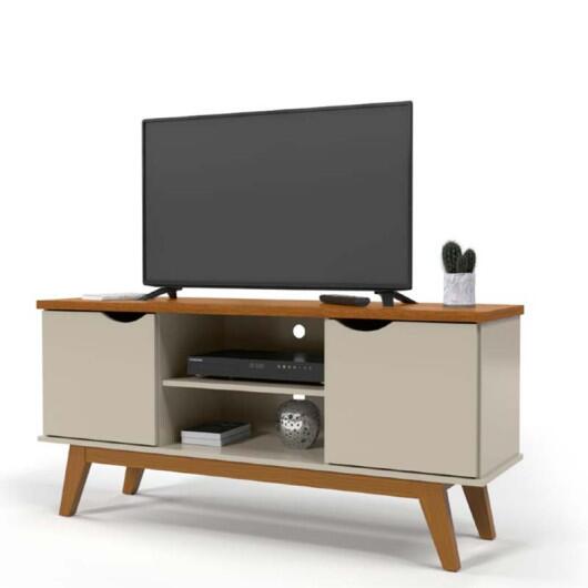 Rack Para TV Sala 55 Polegadas 140cm Prism 1.4 Patrimar Off White/Cumaru