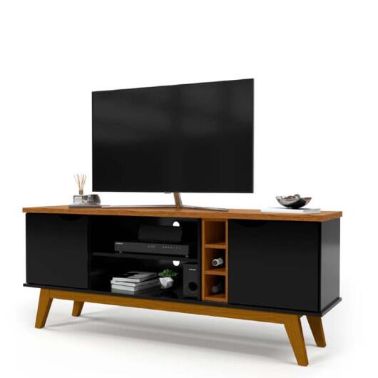 Rack Para TV Sala 50 Polegadas 160cm Prism 1.6 Patrimar Preto/Cumaru