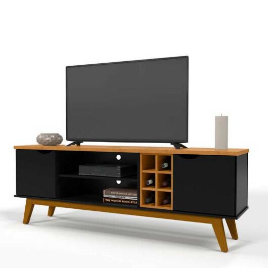 Rack Para TV Sala 60 Polegadas 180cm Prism 1.8 Patrimar Preto/Cinamomo