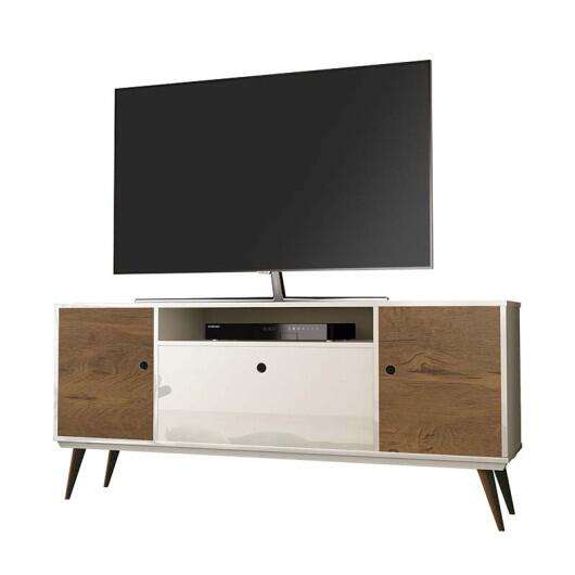 Rack Retrô Sala Para TV até 55 Polegadas Lexus EDN Off White/Naturale