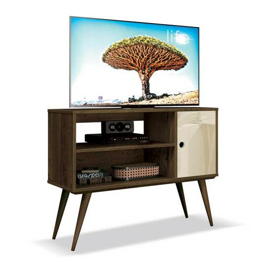 Rack Retrô Pequeno Para TV 37 Reale EDN Nogal/Off White