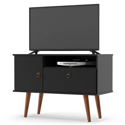 Rack Pequeno Retrô TV 32 Polegadas 90cm Yan Patrimar Preto