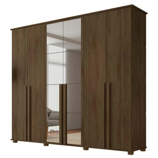 Guarda Roupa Casal 263cm 6 Portas Com Espelho Amsterdã RV Móveis Freijo
