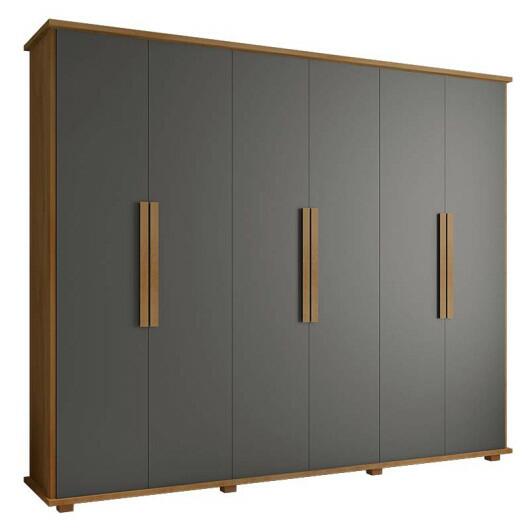 Guarda Roupa Casal 6 Portas 271cm Canada RV Móveis Cinamomo/Grafite