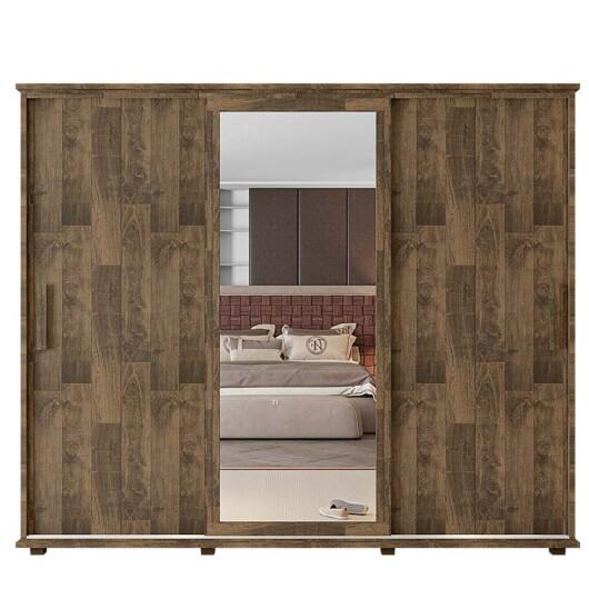 Guarda Roupa Casal Portas de Correr 271cm com Espelho Espanha RV Móveis Amadeirado
