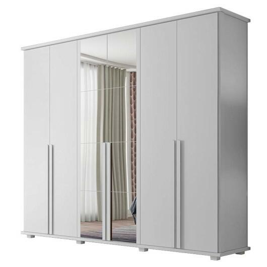 Guarda Roupa 6 Portas com Espelho 271cm Estrela RV Móveis Branco