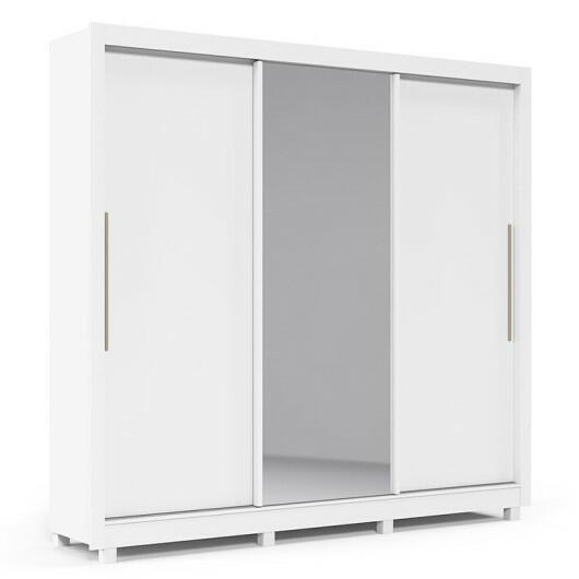 Guarda Roupa Casal Grande Espelhado 3 Portas Imperial Gelius Branco