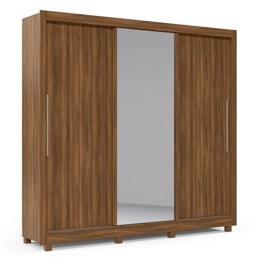Guarda Roupa Casal Grande Espelhado 3 Portas Imperial Gelius Nogueira