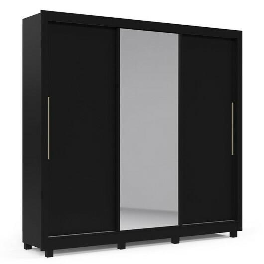 Guarda Roupa Casal Grande Espelhado 3 Portas Imperial Gelius Preto
