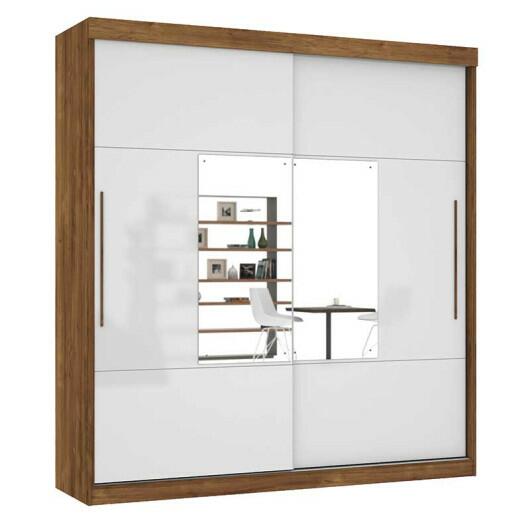 Guarda Roupa Com Espelho Ipanema Mirarack Canela/Off White