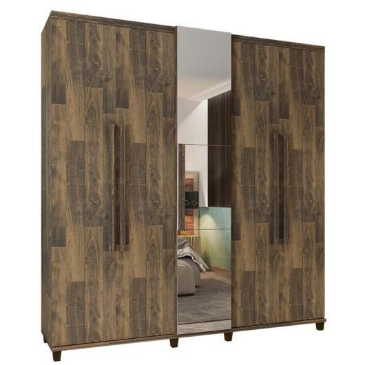 Guarda Roupa Com Espelho 5 Portas 228cm Munique RV Móveis Amadeirado