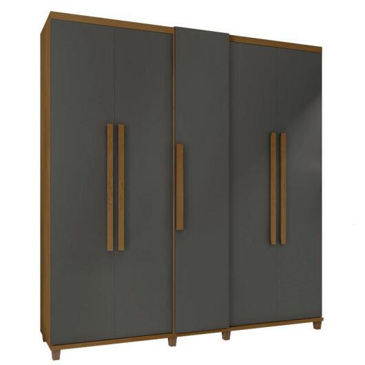 Guarda Roupa Casal 228cm 5 Portas Munique RV Móveis Cinamomo/Grafite