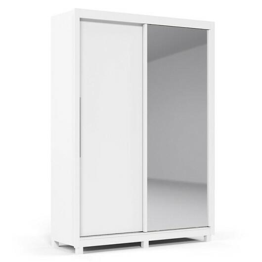 Guarda Roupa Pequeno Solteiro 149x226 com 2 Portas 1 Porta Espelho e Pés Royale Gelius Branco