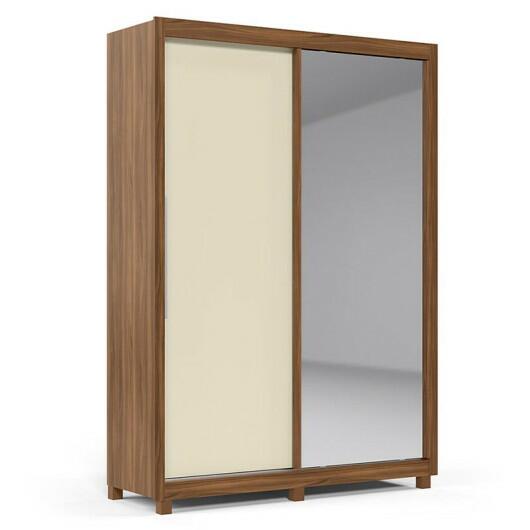 Guarda Roupa Solteiro Com Espelho e Pés Royale 2 Portas Gelius Nogueira/Off White