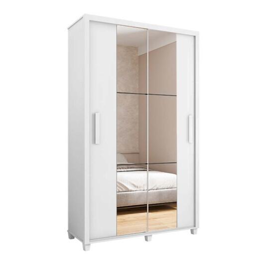 Guarda Roupa 136cm Solteiro 2 Portas Correr Com Espelho Suécia RV Móveis Branco