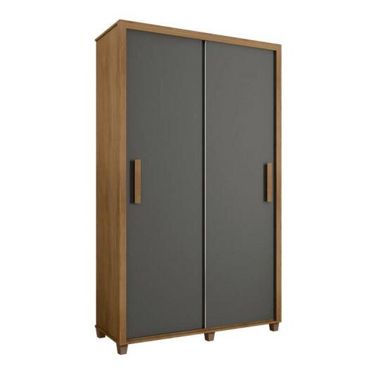 Guarda Roupa Pequeno 136cm Solteiro 2 Portas Correr Suécia RV Móveis Cinamomo/Grafite