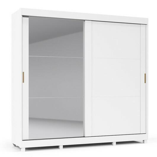 Guarda Roupa Casal Grande Espelhado 2 Portas Zeus Gelius Branco