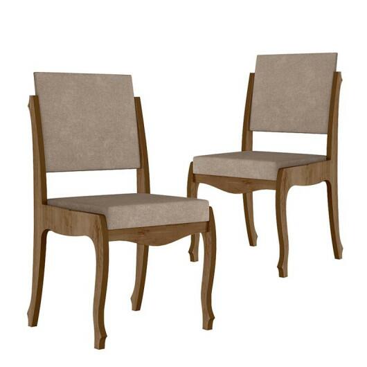 Conjunto 02 Cadeiras Luis XV Sala de Jantar Onix RV Móveis Freijo/Pena Caramelo