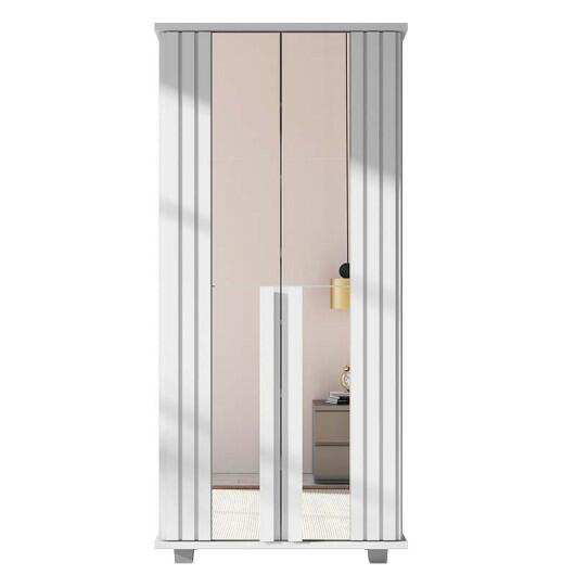 Sapateira Ripada Portas de Espelho 91x195 Requinte RV Móveis Branco
