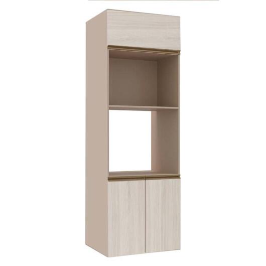 Módulo Torre Quente Micro-Ondas e Forno 208x70x56cm 100% MDF Cozinha Modulada Gold J Robel Fendi/Aspen