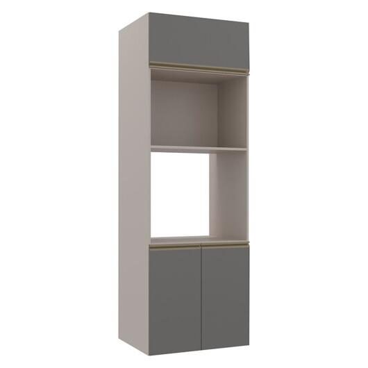 Módulo Torre Micro-Ondas Forno 70cm x 208cm 100% MDF Cozinha Modulada Gold Robel Fendi/Cinza