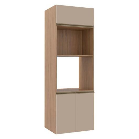 Módulo Torre Quente Micro-Ondas e Forno 208x70x56cm 100% MDF Cozinha Modulada Gold J Robel Hanover/Fendi Matte