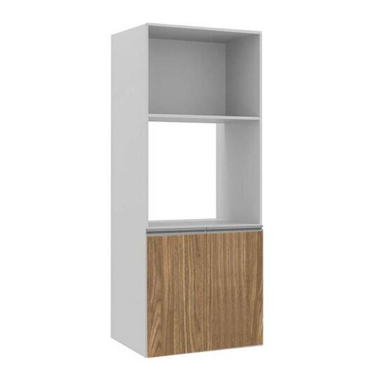 Módulo Torre Quente Micro-Ondas e Forno 172x70x56cm 100% MDF Cozinha Modulada Gold J Robel Branco/Amendoeira BP