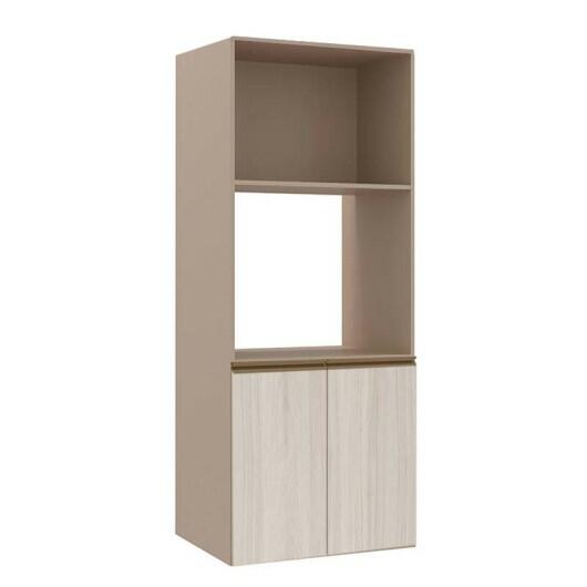 Módulo Torre Quente Micro-Ondas e Forno 172x70x56cm 100% MDF Cozinha Modulada Gold J Robel Fendi/Aspen