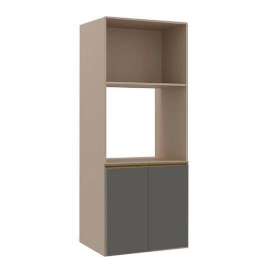 Módulo Torre Quente Micro-Ondas e Forno 172x70x56cm 100% MDF Cozinha Modulada Gold J Robel Fendi/Cinza Matte