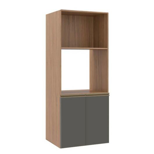 Módulo Torre Quente Micro-Ondas e Forno 172x70x56cm 100% MDF Cozinha Modulada Gold J Robel Hanover/Cinza Matte