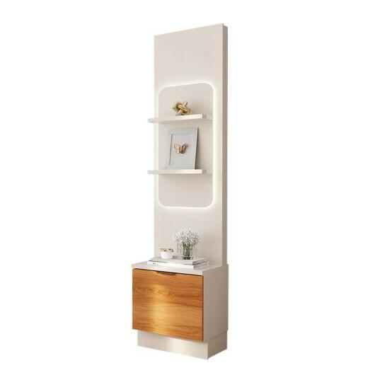 Módulo Torre Estante Com LED 45cm Atenas Lukaliam Off White/Jequitiba