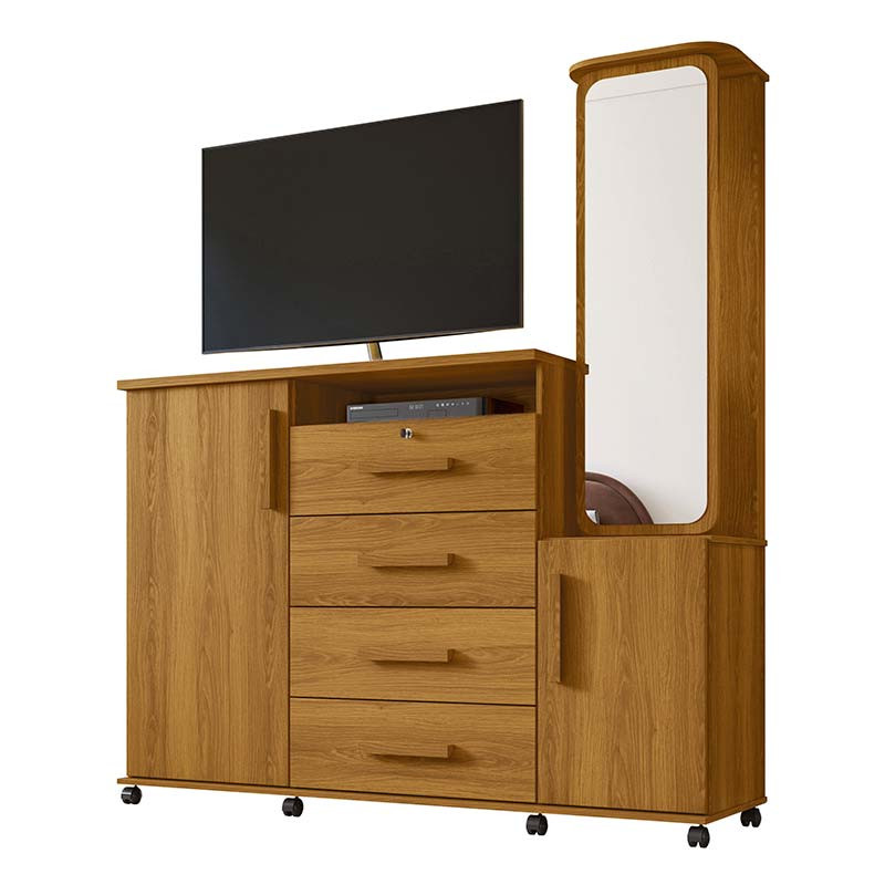 ゆめ  Cômoda Grande Com Espelho Giratório 163cm Copacabana Lukaliam Freijo