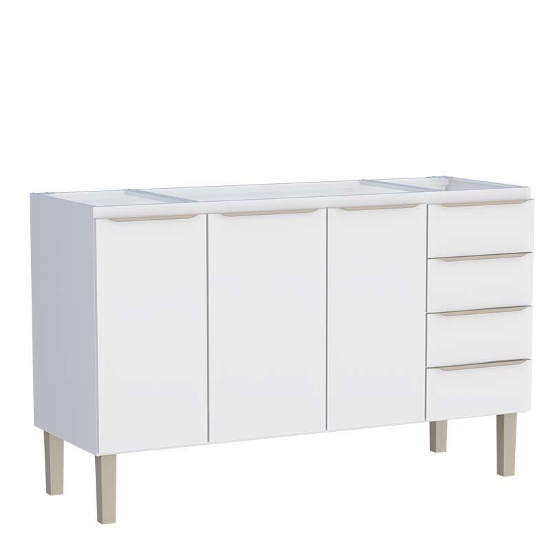 Gabinete de Aço Para Pia 150cm 3 Portas 4 Gavetas 144x91x52cm