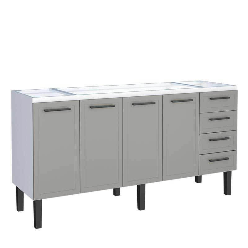 Gabinete de Aço Para Pia 180cm 4 Portas 4 Gavetas 174x91x52cm Juno