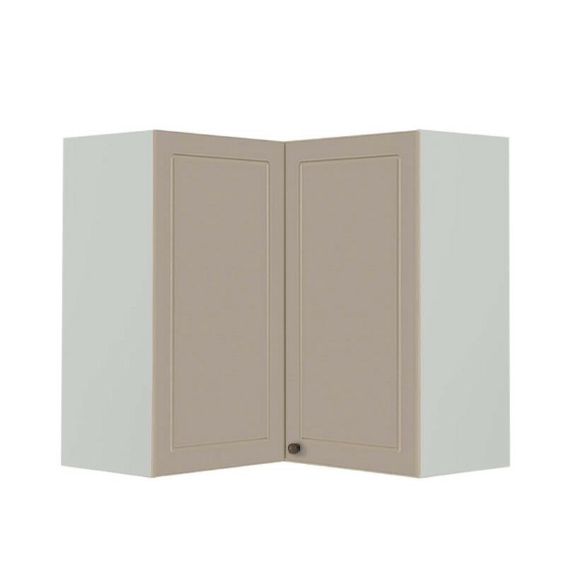 Módulo Armário Aéreo Canto L 88x76x34cm 100% MDF Cozinha Provence Robel Branco/Fendi Matte
