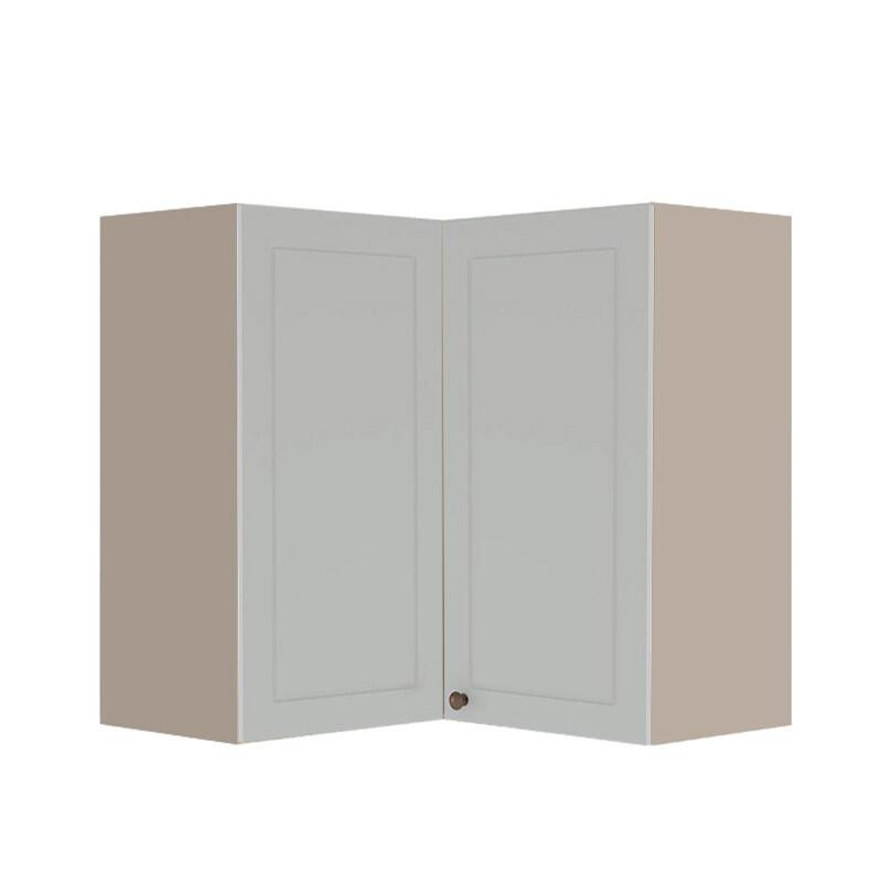 Módulo Armário Aéreo Canto L 88x76x34cm 100% MDF Cozinha Provence Robel Fendi/Branco Matte