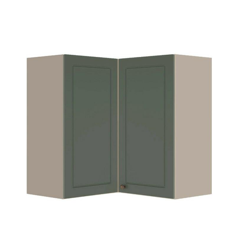 Módulo Armário Aéreo Canto L 88x76x34cm 100% MDF Cozinha Provence Robel Fendi/Salvia Matte